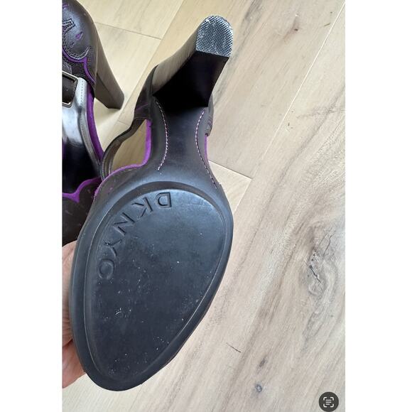 Vintage 90s T Strap Heels Brown Purple Size 9 Retro 40s Style Pumps - Picture 4 of 9